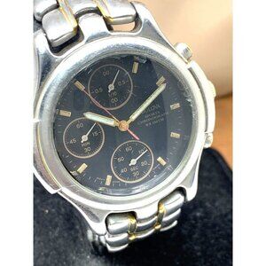 Bulova Men's Watch WM359 Sports Quartz Black Dial Two Tone Stainless Ste…